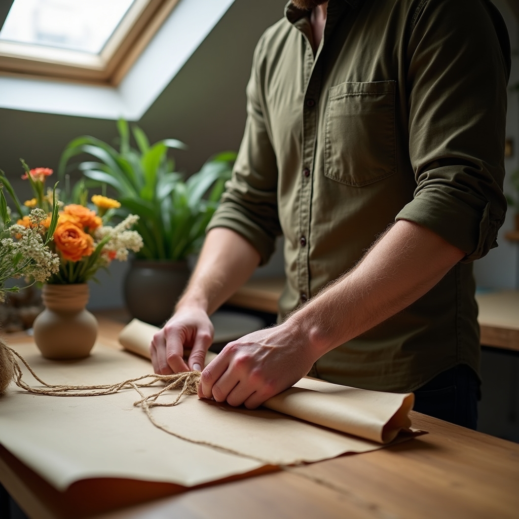 Verpackungsbereich für Blumenlieferungen